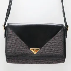 YVESSAINTLAURENT イヴサンローラン ヴィンテージ YSLロゴプレート PVC/レザ― フラップ ショルダーバッグ グレー/ブラック S07-k169