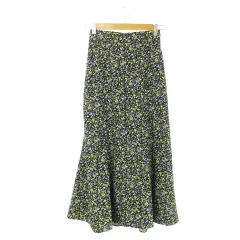 グローバルワーク GLOBAL WORK スカート タイト マーメイド ロング マキシ さらさら エアリー 小花柄 F 黒 ブラック /CK11