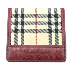 BURBERRY バーバリー ノバチェック ナイロンキャンバス/レザー ホック コインケース 小銭入れ ベージュ/ボルドー K2512-k021NP
