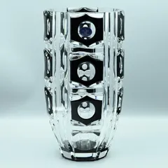 未使用保管品 ELBE crystal エルベクリスタル 大型花瓶 約31cm ブラック 49876 47078/30 フラワーベース S10-t024 