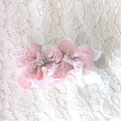 可愛いがいっぱい♪一点物♪ピンク&ホワイト♪レースバレッタ♪お花バレッタ♪フラワーバレッタ♪