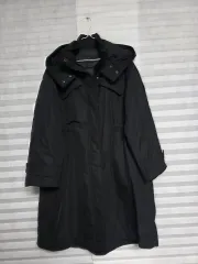 ブラック フード ロング ダウン コート77