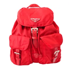 PRADA プラダ ロゴプレート ナイロン/レザー ミニバックパック リュック レッド M2512-k013