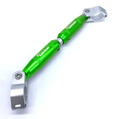 Kaedear(カエディア) バイク ハンドルブレース 可変 アジャスト 標準 22.2mm ハンドル アルミ製 クランプバー マウント 長さ 330-200mm KDR-HB1 (シルバー/グリーン)