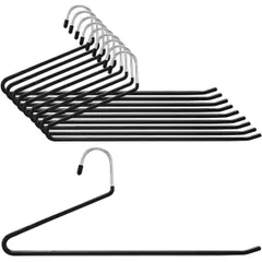 【新着商品】デニム適用(ブラック) ボトム用 シングルパンツ スリム 省スペース すべり落ちない ボトムスハンガー パンツハンガー 跡がつかない すべらない スラックスハンガー ズボン ハンガー 10本組 ズボンハンガー HOSUR