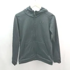◇ UNDER ARMOUR フーディー ワンポイント 裏起毛 ジップアップ シンプル 長袖 パーカー サイズ160 ブラック レディース E  【1306190030032】