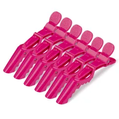 【在庫処分】サロンヘアクリップ ドラゴンクリップ ダッカール スタイリング ヘアピン バレッタ髪留め 理髪 KISARGワニクリップ 美容 専用 ６個セット入り レッド