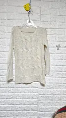 アイボリーケーブルニット 長袖 s-m