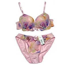 aimerfeel エメフィール PUSHUPブラ ショーツセット B70 M ピンク 花柄 リボン