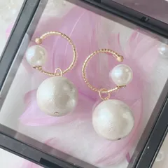 【公式カフ】金属アレルギー対応・取り外し可能コットンパールのチャーム付きシンプルカフ・ゴールド＆キスカ（さとう式イヤーカフ・ビューティーカフ）ララアップやイヤーフープご愛用者にもオススメ