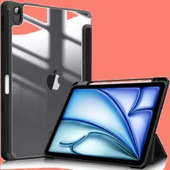 Air 11インチ ケース M3 (2025 第7世代) / M2 iPad (2024 第6世代) / Air 5/4 ケース 2022/2020 10.9 インチ 透明バックカバー Apple Fintie Pencil 収納可能 ワイヤレス充電対応 三つ