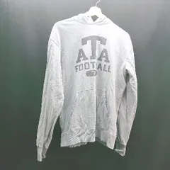 ◇ Champion プルオーバー フード センターポケット プリント 長袖 パーカー サイズX-LARGE グレー レディース メンズ E  【1307040051030】