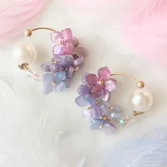 【公式カフ】浴衣にもオススメ・紫陽花のビューティーカフ・耳輪ゴムや耳たぶ回しで有名さとう式リンパケアの理論に基づいたイヤーカフ（ノンホールピアス）