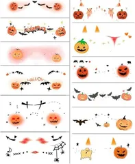 【新着商品】刺青 かわいい かわいい 小物 シール テッカー かぼちゃ 水転写 メイク 幽霊 フェイスシール キッズ コスプレ コウモリ 仮装 男女兼用 クモの巣 顔全体 フェイス 12枚セット（Y82） タトゥーシール 【2024年ハロウィン飾り】ハロウィン