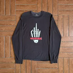 HYSTERIC GLAMOUR ヒステリックグラマー ミドルフィンガー コットン 長袖Tシャツ S