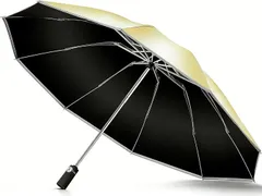 【新着商品】レディース兼用 耐風・豪雨対応（台風対策可）広幅105cm大きい 反射テープ付き 遮光99%・UVカット99% メンズ 男子日傘 テフロン加工 折り畳み傘 ワンタッチ自動開閉 収納ポーチ付き 晴雨兼用 梅雨対策 【逆折り式10本骨】折りたたみ傘 丈
