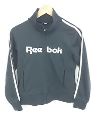 ◇ Reebok リーボック ロゴ刺繍 サイドライン 長袖 トラック ジャケット サイズM ブラック ホワイト系 メンズ P  【1308040001667】