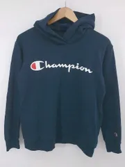 ◇ Champion ロゴ プリント キッズ 子供服 長袖 プルオーバー パーカー サイズ160 ネイビー ホワイト レッド レディース P  【1308040016890】