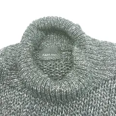 ◇ ZARA ザラ ボトルネック 無地 シンプル 大人 長袖 ニット サイズM チャコールグレー レディース E  【1308160029558】