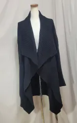 広いショールカラー ニット ロングカーディガン