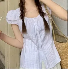 GANAESRA WITHOUTSUMMER リー リボン パフ ブラウス