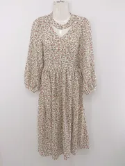 ◇ OLIVE des OLIVE オリーブ デ オリーブ 花柄 長袖 ロング ワンピース サイズF ホワイト レッド系 グリーン レディース P  【中古】 【1210280030300】