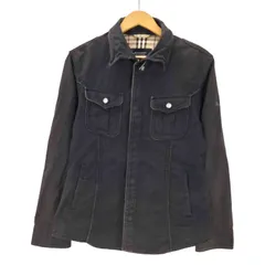 バーバリーブラックレーベル BURBERRY BLACK LABEL 00S 裏地 ノバチェック 袖 ロゴ 刺繍 ワイヤー 襟 チンスト付き コットン ワーク  ウエスタン シャツ ジャケット 比翼 Y2K メンズ import：L 