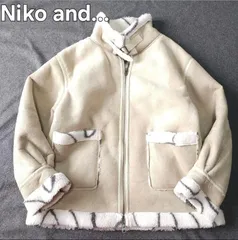 【👌値下げ交渉受付中】【ニコアンド】2024年 秋冬 裏地ボア素材 総柄 フェイクムートンジャケット グレージュ フリーサイズ レディース
