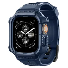 Apple Watch Ultra2 バンド 49mm 45mm 44mm 42mm 一体型 耐衝撃 PC TPU 二重構造 スポーツバンド 落下 衝撃 吸収 耐久性 傷防止 ラギッド・アーマー・プロ ACS07389 (ネイビー・ブルー)