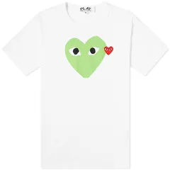 【送料無料】 コム・デ・ギャルソン メンズ Tシャツ トップス Comme des Garcons Play Red Heart Colour Heart TShirt White Green