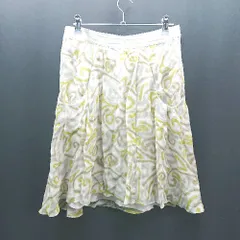 ◇ cacharel キャシャレル 総柄 薄手 バックファスナー 膝丈 フレア スカート サイズ36 グリーン レディース E  【1310130047813】