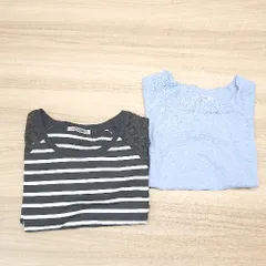 ◇ 《 NICE CLAUP まとめ売り2点セット サイズF ラウンドネック 無地 ボーダー カットソー レディース 》 E  【1310300001294】