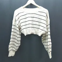 ◇ INGNI イング カジュアル ボーダー柄 クロップド丈 秋冬 長袖 ニット サイズM クリーム レディース E  【1310300000969】