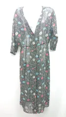 ◇ LOWRYS FARM ローリーズファーム 花柄 シアー 2WAY ガーリー 長袖 ロング ワンピース サイズM ブラック レディース E  【1310130049626】