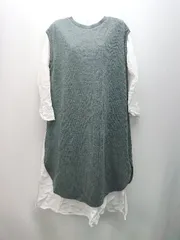 ◇ DOUX ARCHIVES ニット シャツ サイドスリット カジュアル」 長袖 ロング丈 ワンピース サイズM グレー レディース E  【1310300003113】