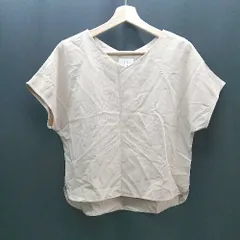 ◇ SENCE OF PLACE ノーカラー ワントーン オフィスカジュアル きれいめ 長袖 ブラウス サイズF ベージュ レディース E  【1310300002604】