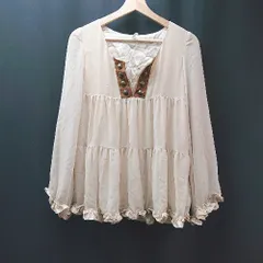 ◇  kailani ラウンドネック ティアード シンプル フリル 長袖 ブラウス サイズF ベージュ レディース E  【1310300002321】