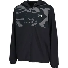 UNDER ARMOUR アンダーアーマー UA WOVEN FULL-ZIP HOODED JACKET 野球＆ソフトボール トレーニングシャツメンズ 6007975-001、Black