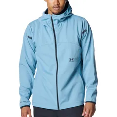 UNDER ARMOUR アンダーアーマー UA WINTER KNIT 3 LAYER FULL-ZIP HOODIE マルチスポーツ トレーニングシャツメンズ (6007393-418)、Blue Smoke