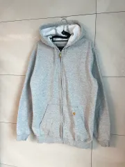 Carhartt ルーズフィット フーディー ジップアップ グレー (M)
