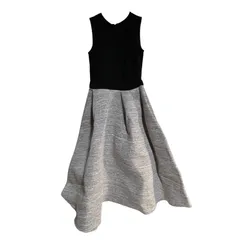 B071 BIRTH DAY BASH  バーッスデーバッシュ フレア ロング ワンピース ノースリーブブラック グレー レディース S