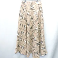 ◇ natural couture ナチュラルクチュール チェック柄 ロング丈 フレア スカート サイズF ベージュ レディース E  【1408060032785】