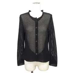 セシオセラ CECI OU CELA カーディガン 長袖 シアー メッシュ コットン ナイロン リネン M ブラック 黒