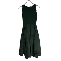 B071 FRAY I.D フレイアイディー スカラップ ニット コンビ ワンピース ロング マキシ丈 グリーン 無地 長袖 レディース 0