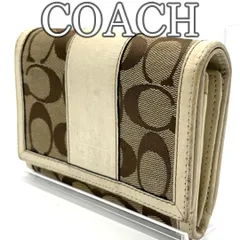 コーチ COACH 2つ折り財布 スクエア シグネチャー キャンバス レザー ホワイト ベージュ コンパクト 小銭入れ付 カード収納 多機能 定番 人気 デイリー ユニセックス