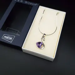 美品 JSB Bijoux ネックレス ペンダント スワン スワロフスキーエレメンツ クリスタル ラインストーン シルバーカラー 箱付き 上品 ギフト プレゼント 贈り物