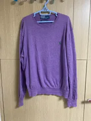 POLO ポロ ラルフローレン パープル ラウンドネック ピマコットン ニット Lサイズ