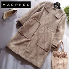 近年 マカフィー リングボア ノーカラーコート ジップアップ ロング 34 S