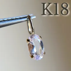 K18 天然石モルガナイト　ペンダントトップ　oval チャーム　誕生石　カラーストーン