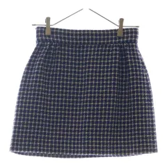 miumiu (ミュウミュウ) ウール×アクリル スカート ネイビー/ホワイト レディース MG1569